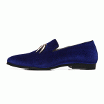 Blue Royal Velvet Gold Horn Mens Oxfords Loafers Dress Shoes Flats