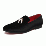 Black Velvet Gold Horn Mens Oxfords Loafers Dress Shoes Flats