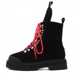 Black Suede Lace Up Punk Rock Combat Boots Shoes