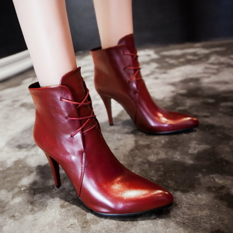 burgundy ankle boots leather