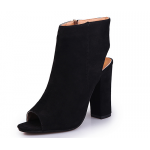 Black Suede Peep Toe Slingback High Heels Ankle Boots Shoes