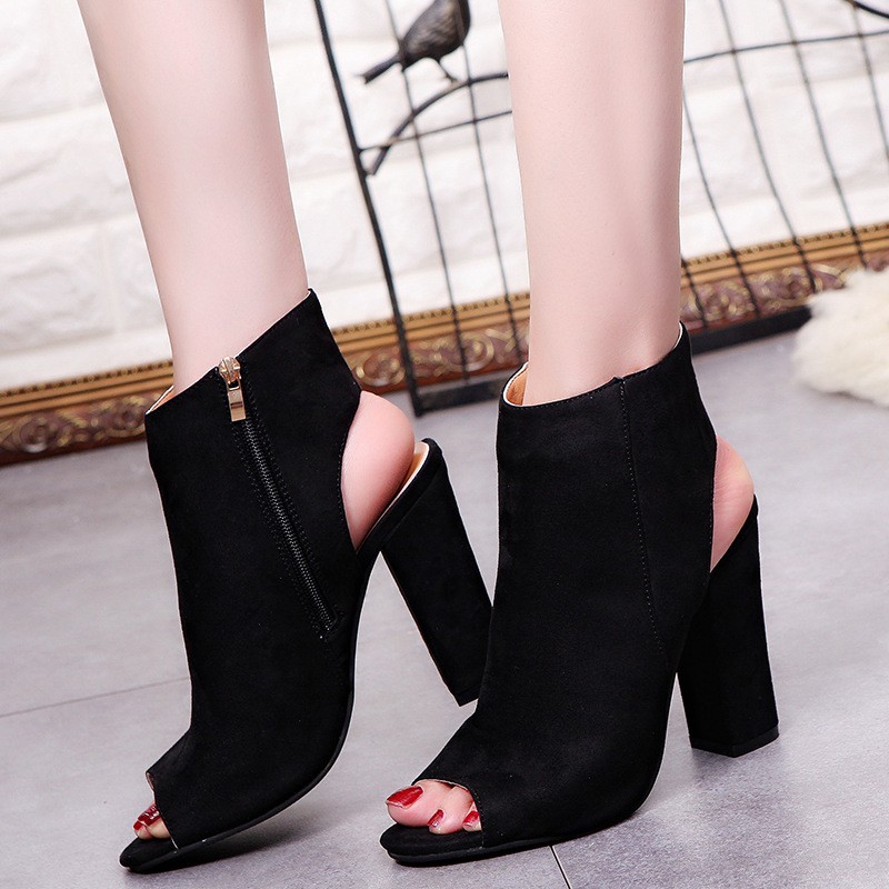 black suede peep toe shoes