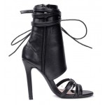 Black Side Ankle Lace Up Booties Stiletto High Heels Sandals Shoes