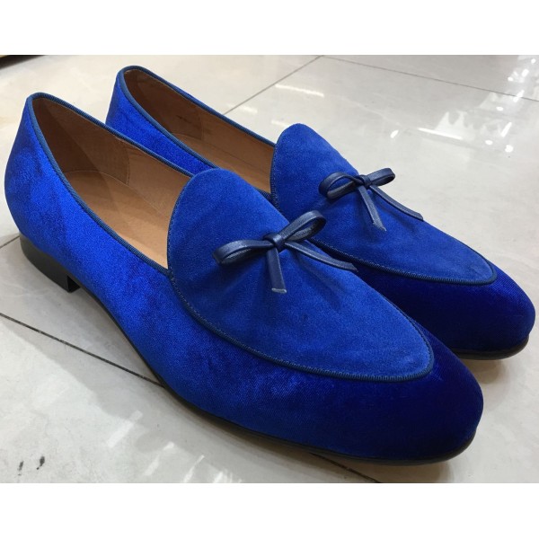 Blue Royal Velvet Mens Oxfords Flats Loafers Dress Shoes