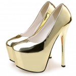 Gold Mirror Platforms Stiletto Super High Heels Shoes