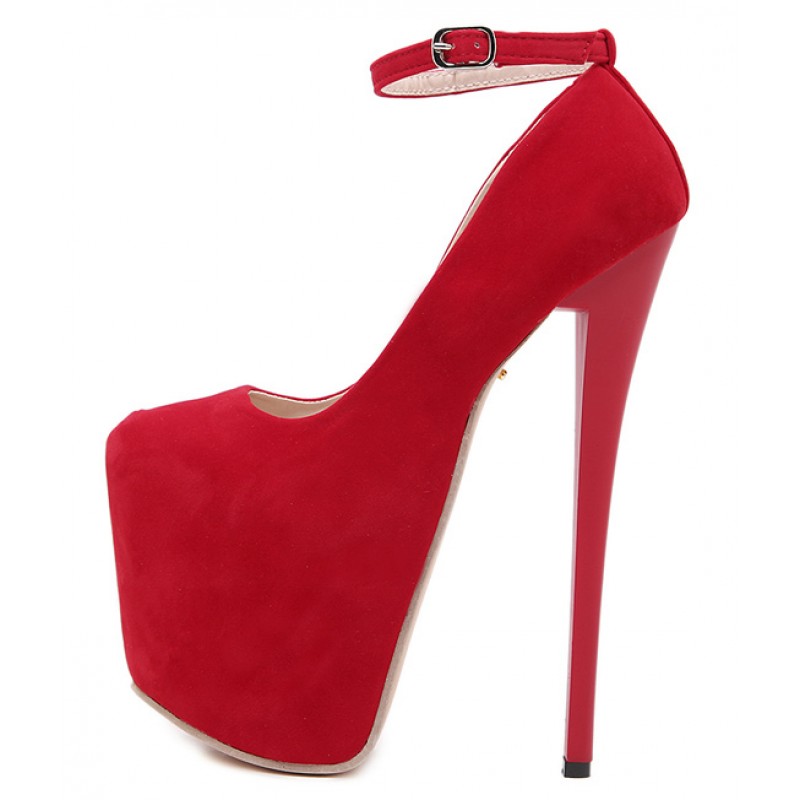 red suede stiletto heels