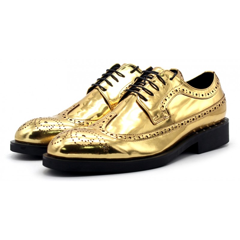 Gold Metallic Patent Leather Tassels Mens Oxfords Loafers Dress