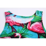 Blue Pink Flamingo Cropped Sleeveless T Shirt Cami Tank Top