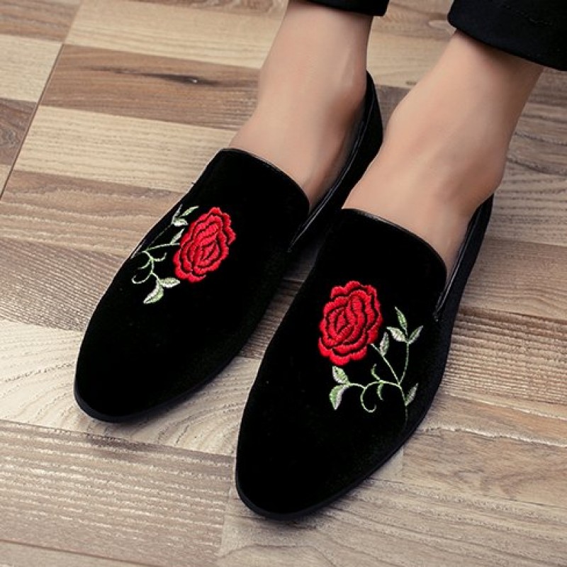 black shoes with roses