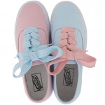 Blue Pink Pastel Color Thick Lace Up Sneakers Flats Shoes