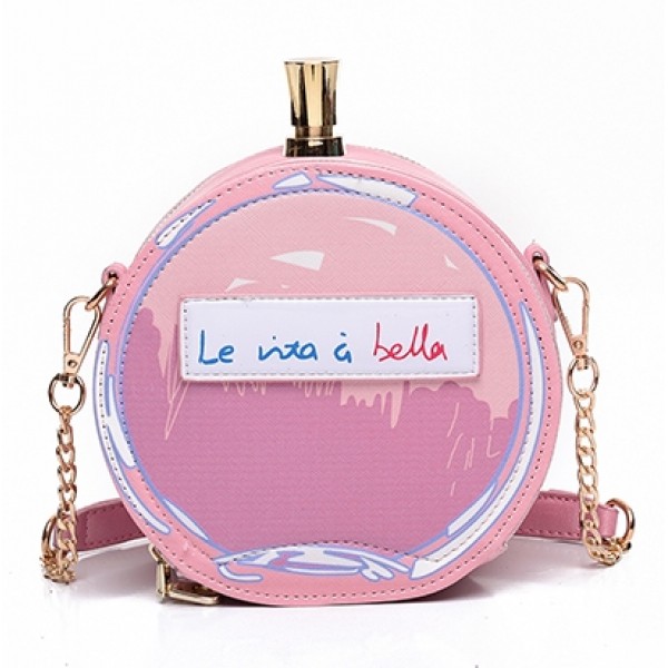 Pink Black la vita e bella Patent Perfume Clutch Bag Purse Shouder Bag