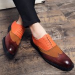 Brown Orange Wingtip Baroque Vintage Dapperman Dress Oxfords Shoes Loafers