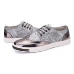 Silver Grey Camouflage Leather Lace Up Baroque Mens Oxfords Dress Shoes Sneakers