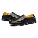 Black Leather Mens Casual Soft Sole Loafers Flats Shoes