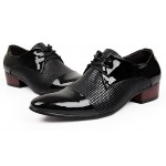 Black Patent Leather Point Head Lace Up Baroque Mens Oxfords Dress Shoes