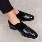 Black Patent Suede Slip On Baroque Vintage Dapperman Flats Dress Shoes Loafers