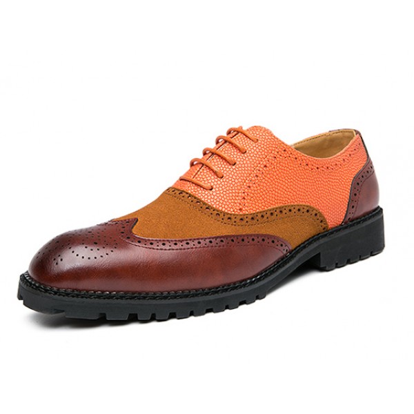 Brown Orange Wingtip Baroque Vintage Dapperman Dress Oxfords Shoes Loafers