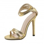 Gold Metallic Sexy Thin Straps Gladiator Sandals Gown High Stiletto Heels Shoes