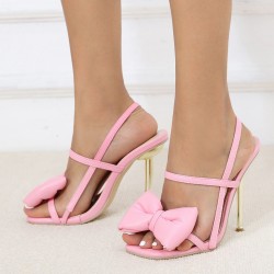 Pink Giant Bow Doll Stiletto High Heels Sandals Shoes 