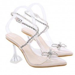 White Diamante Bow Bridal Wedding Stiletto High Heels Sandals Shoes 