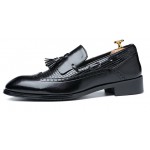 Black Tassels Knitted Loafers Dapper Mens Dappermen Shoes
