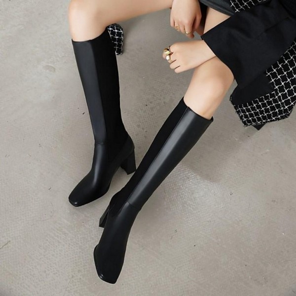 Black Fashion Long Knee High Heels Boots Shoes