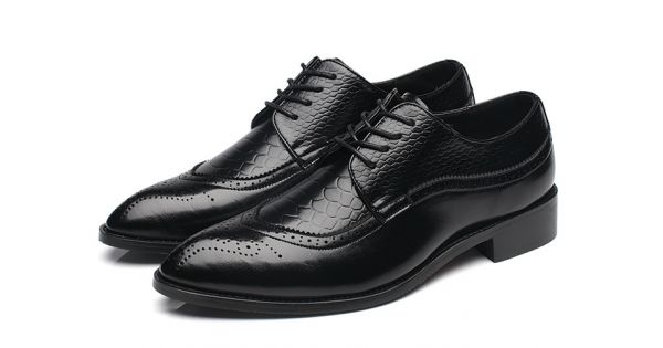 Black Lace Up Croc Oxfords Dapper Mens Business Dress Prom Shoes