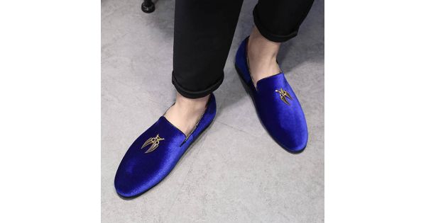 royal blue and gold loafers mens