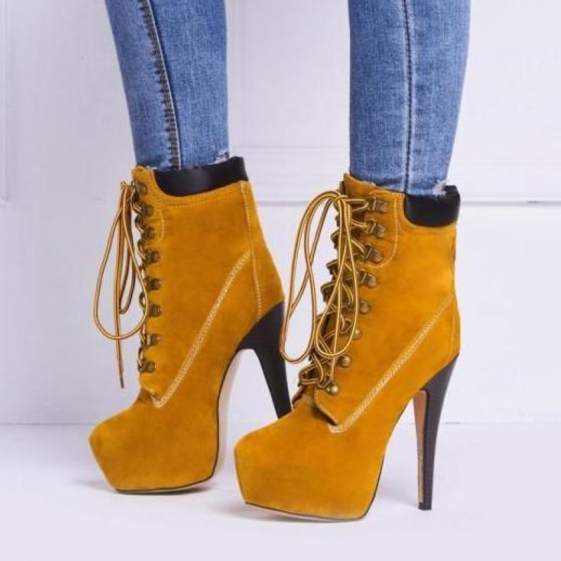 black and yellow knee high boots punk