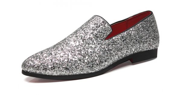 sparkly black loafers