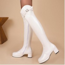 White Military Long Knee Long Thigh Boots Shoes