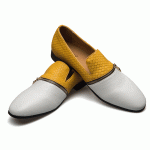 Yellow White Croc Point Head Patent Leather Loafers Flats Dress Shoes