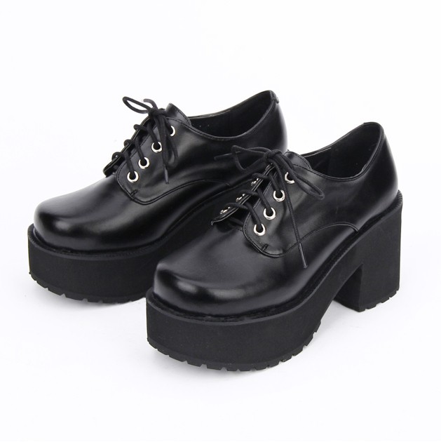 chunky lace up black shoes