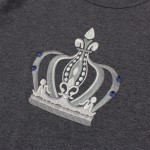 Grey Black Crown King Round Neck Short Sleeves Mens T-Shirt