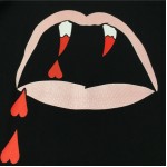 Black Bleeding Teeth Vampire Round Neck Short Sleeves Mens T-Shirt