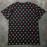 Black White Dots Heart Round Neck Short Sleeves Funky Mens T-Shirt