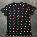 Black White Dots Heart Round Neck Short Sleeves Funky Mens T-Shirt