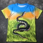 Green Grass Snake Cobra Round Neck Short Sleeves Funky Mens T-Shirt