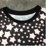 Black White Stars Prints Round Neck Short Sleeves Funky Mens T-Shirt