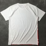 White RED Round Neck Short Sleeves Funky Mens T-Shirt