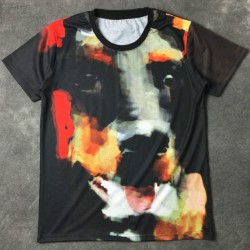 Black Colorful Dog Schnauzers Round Neck Short Sleeves Funky Mens T-Shirt