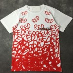 White RED Round Neck Short Sleeves Funky Mens T-Shirt