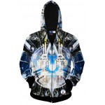 Black Blue Future Space Robot Long Sleeves Mens Jacket Winter Hooded Hoodies