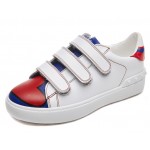 White Blue Red Heart Velcro Flats Sneakers Tennis Shoes