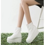 White Platforms Punk Rock Chunky Sole Boots Creepers Shoes