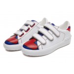 White Blue Red Heart Velcro Flats Sneakers Tennis Shoes