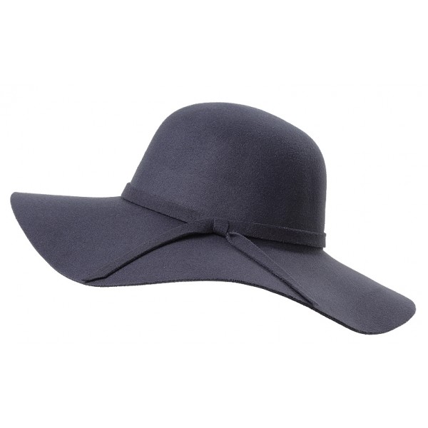 Grey Broad Wide Brim Woolen Lady Hat