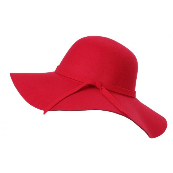 Red Broad Wide Brim Woolen Lady Hat