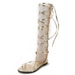 Gold Metallic Strappy Straps High Top Boots Roman Gladiator Sandals