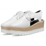 White Leather Hollow Out Slingback Lace Up Platforms Wedges Oxfords Shoes